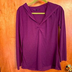 Prana long sleeve hooded yoga top purple size M